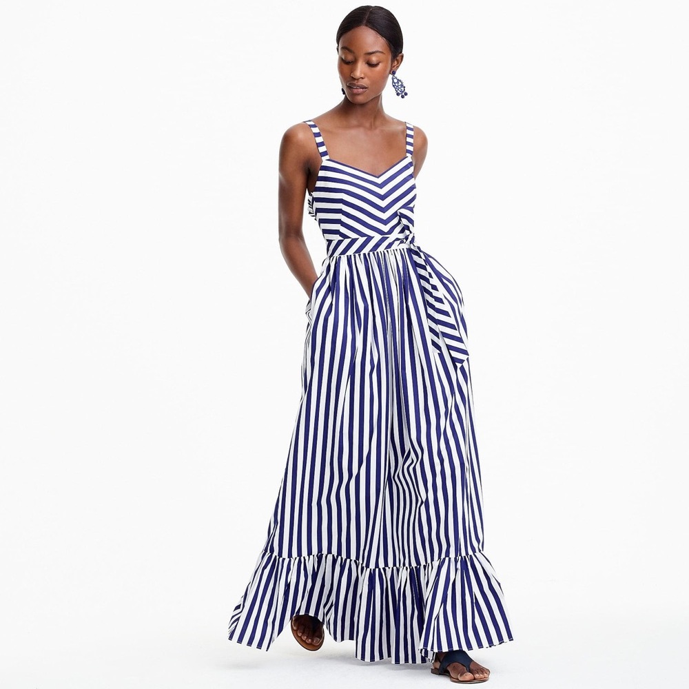 JCrew NWT Striped Ruffle Maxi Dress, 4